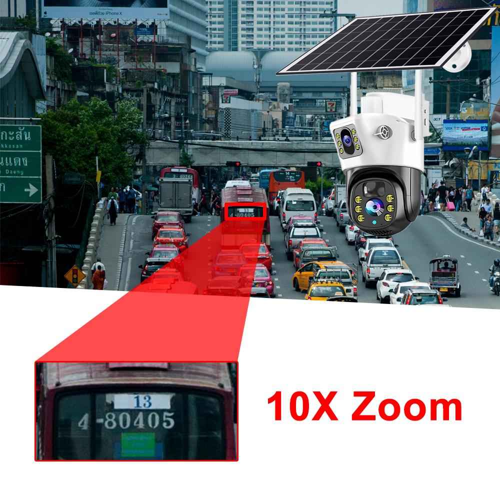 Outdoor Waterproof 4G/WIFI Solar Security CCTV, HD Night Vision Dual Cameras with PIR Human Detection