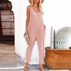 American Shiying Solid V-neck Sling Jumpsuit Women 2025 Summer New High Waist Straight Jumpsuit Women
