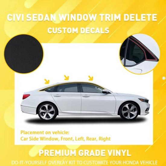 6x Chrome Delete Blackout Window Trims For Honda Accord 2018-2020 - Glossy Black