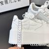 Versatile Lace-Up Platform Sneakers for Women - Height-Increasing, Trendy White Shoes for Spring & Autumn 2025