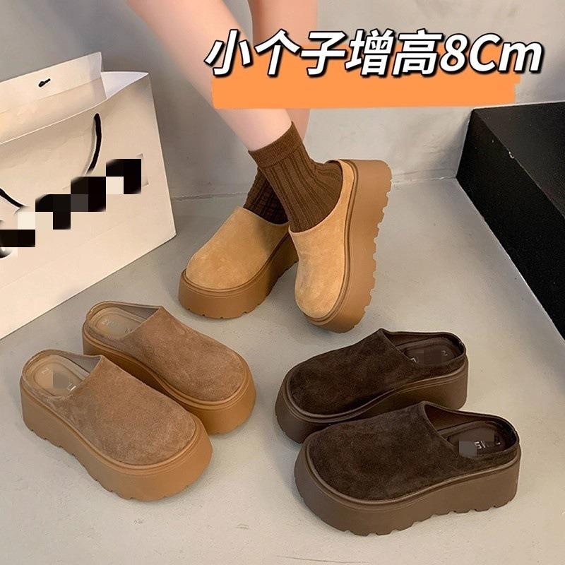 Small thick-soled bag head slippers women's new autumn one-pedal height increase lazy light slippers