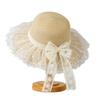 Fashion Bow Lace Straw Hat Women's Sweet and Cute Big Brim Mesh Shade Sunscreen Straw Shade Hat