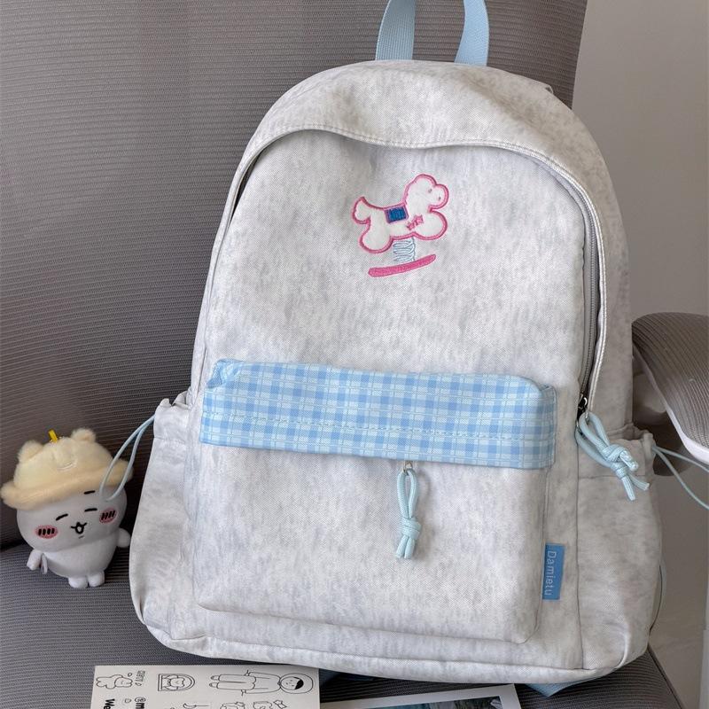 Schoolbag new fresh and sweet plaid backpack junior high school students casual simple light commuting versatile large capacity backpack