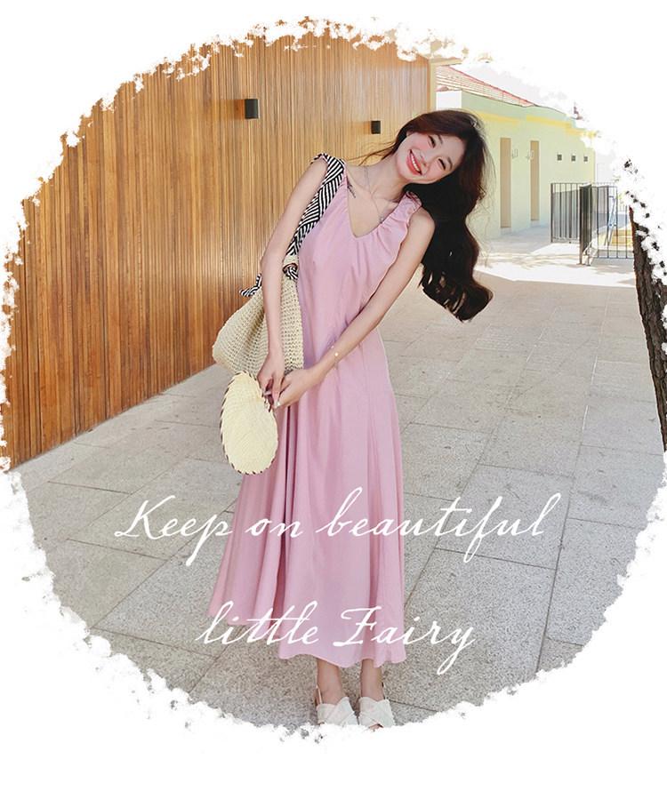 Elegant Pink Sleeveless V-Neck Summer Dress for Women - 2026 Collection