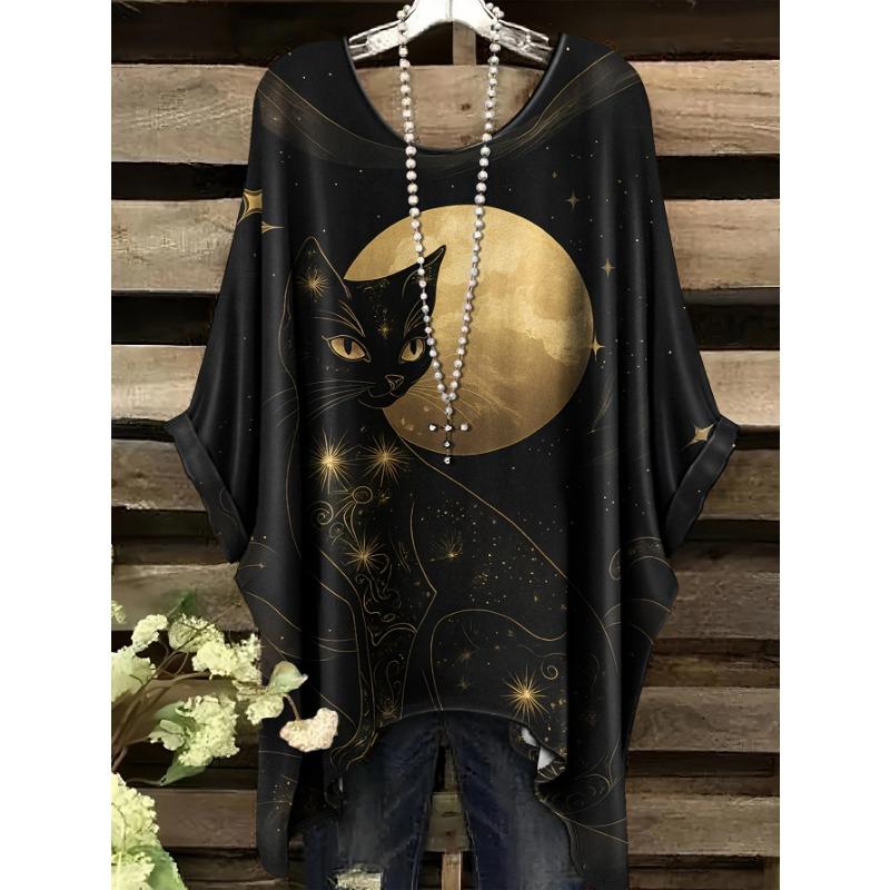 Übergröße, Damen Plus Size Lässiges Kurzarm-T-Shirt - Lila Blumenmuster, Dehnbares Polyester, Rundhalsausschnitt, Maschinenwaschbar, Ganzjahreskomfort