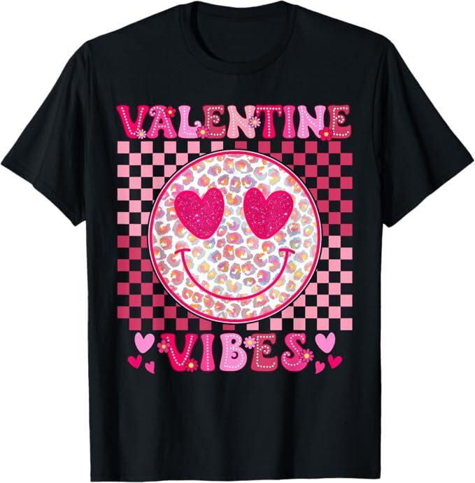 

Retro Valentine s Day Heart Valentine Vibes Boys Girls Kids T-Shirt XL