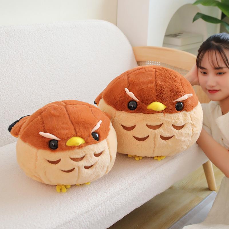 Cartoon Red-Crowned Crane Plush Toy - Spherical Bird Cloth Doll