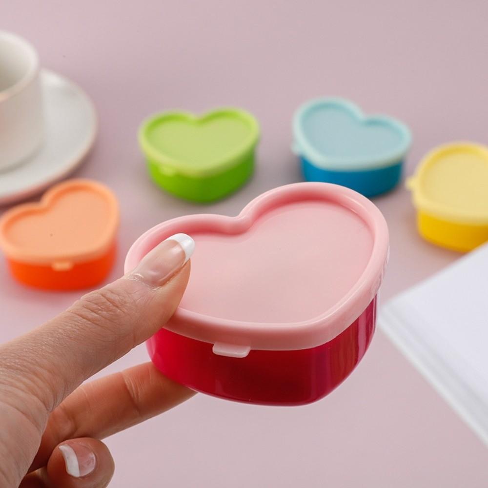 5Pcs/Set New Mini Lunch Box Heart-shaped Reusable Food Container with Lids Plastic Squeeze Bottle Kitchen Storage