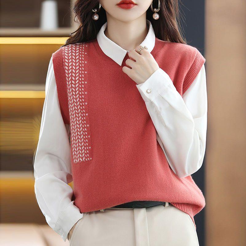 Elegant Solid V-Neck Sleeveless Sweater Vest for Women, Spring & Fall Fashion