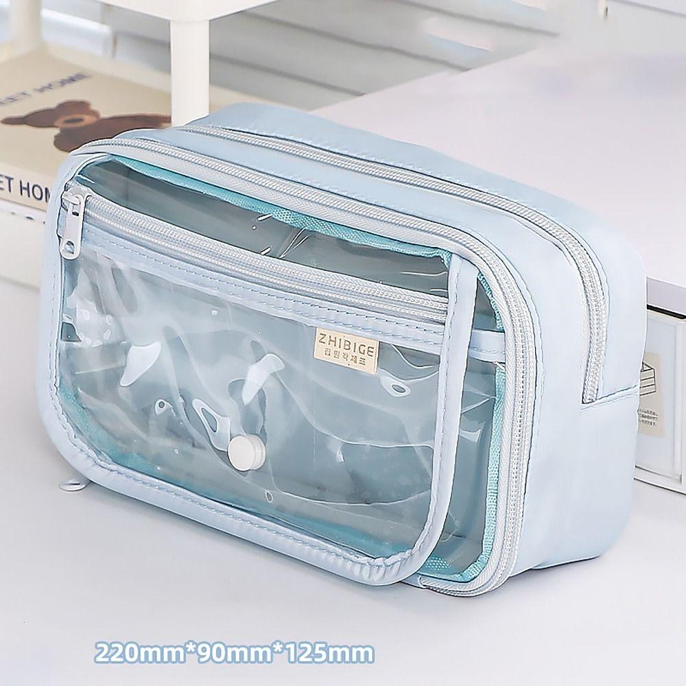 Transparent Flip Cover Pencil Case 8 Layers Stationery Storage Pouch  Office School Supplies