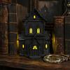 Gothic Inspired Interior Decor Lighted Halloween Village House Statue with LED Light, Unique Tabletop Piece Black Spooky Figurine for Holiday
