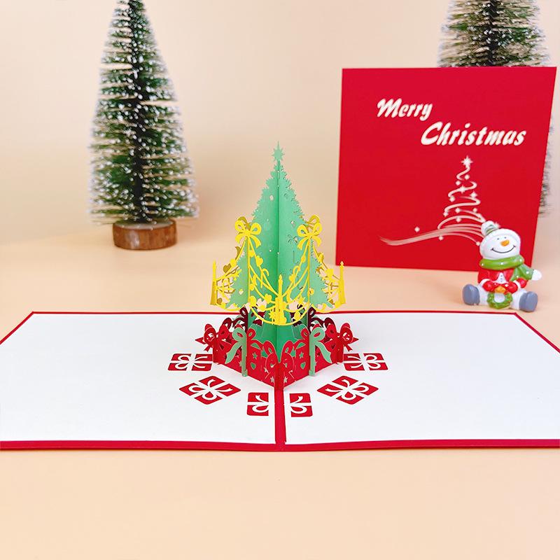 3D Christmas Tree Greeting Card for New Year - Festive Blessings for Friends