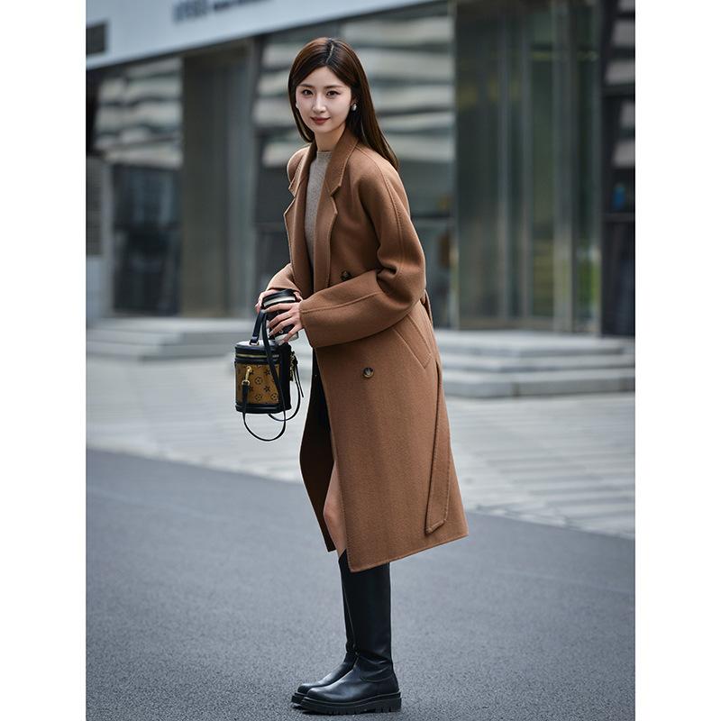 

Двубортное двустороннее шерстяное пальто женское новое осенне-зимнее шерстяное пальто ручной работы L