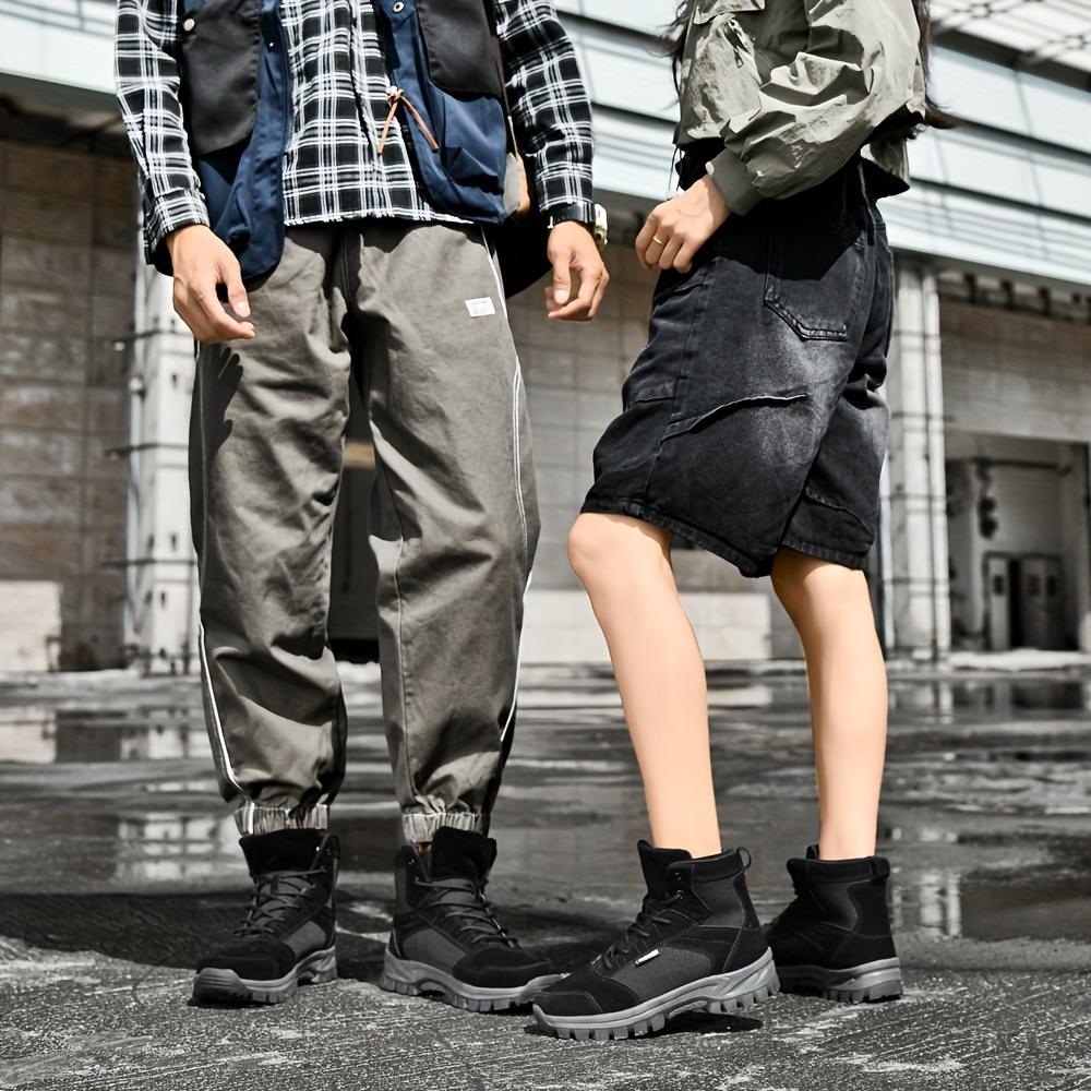 [Stylish Combat Boots] Pink High-Top Combat Boots | Durable Canvas, Round Toe, Lace-Up with Adjustable Straps, Non-Slip TPR Sole