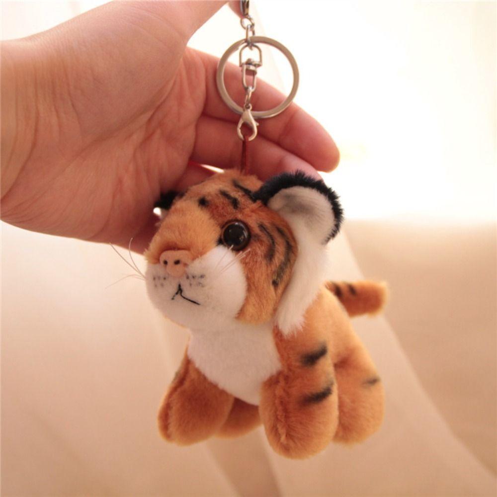 

Cartoon Tiger Plush Keychain Stuffed Animal Wallet Hanging Decoration Cute Animal Charm Purse жёлтый