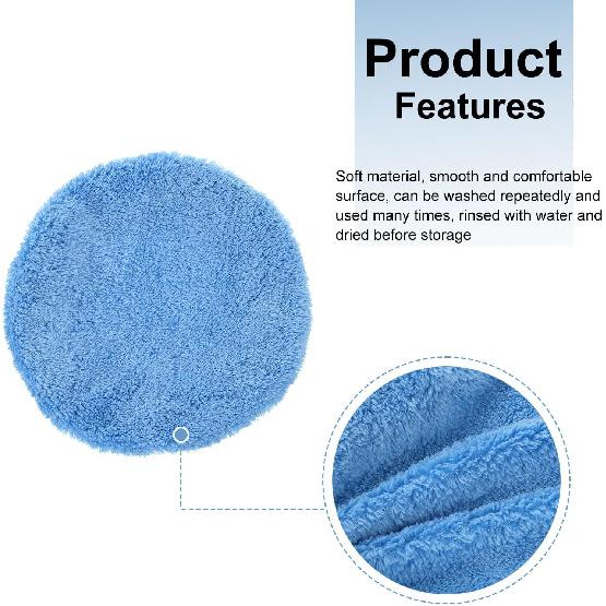 HARFINGTON 6pcs Car Polisher Bonnet Buffing Pad Coral Fleece Polishing Buffing Pad Cover for 9"-10" Car Buffer Bonnets Polisher, Light Blue