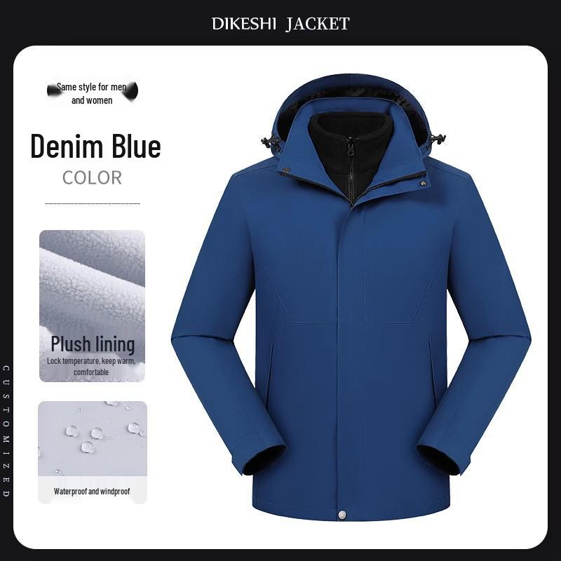 Custom Down Cotton Shell Workwear Jacket with Logo - Ideal for Autumn/Winter 4S Shop Auto Repair Business, Three-in-One Design