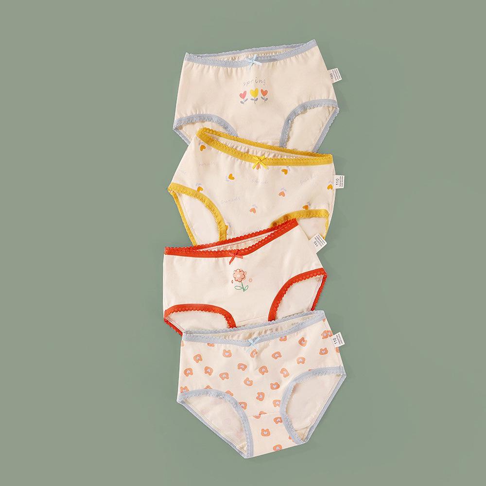 Girls' A-Class Pure Cotton Cartoon Briefs - Korean Style Antibacterial Underwear for Medium and Large Children