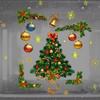 Golden Christmas Ball Christmas Tree Wall Sticker Christmas Glass Window Decor Window Sticker Home Holiday Decor Wall Sticker