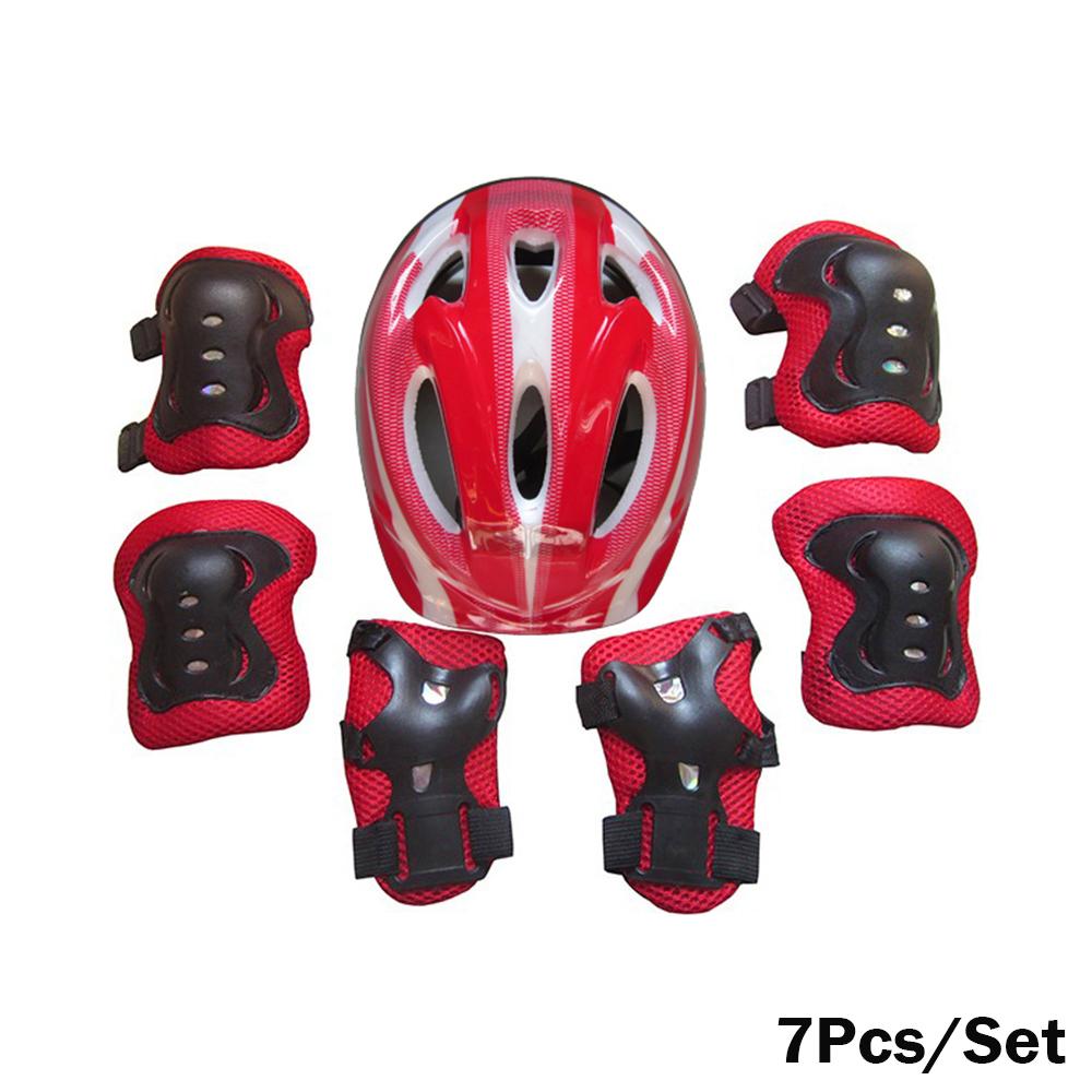 7 stk Sett Barn Gutter Jenter Hjelm Kne Håndleddsbeskytter Albuebeskyttere Barn Sykling Skøyter Sykkelhjelm Beskyttelse Beskytter