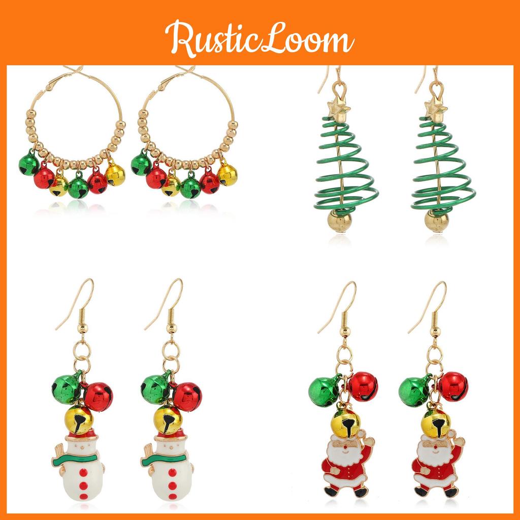 Holiday Christmas Snowflake Dangle Earrings With Bell And Gift Box For Women