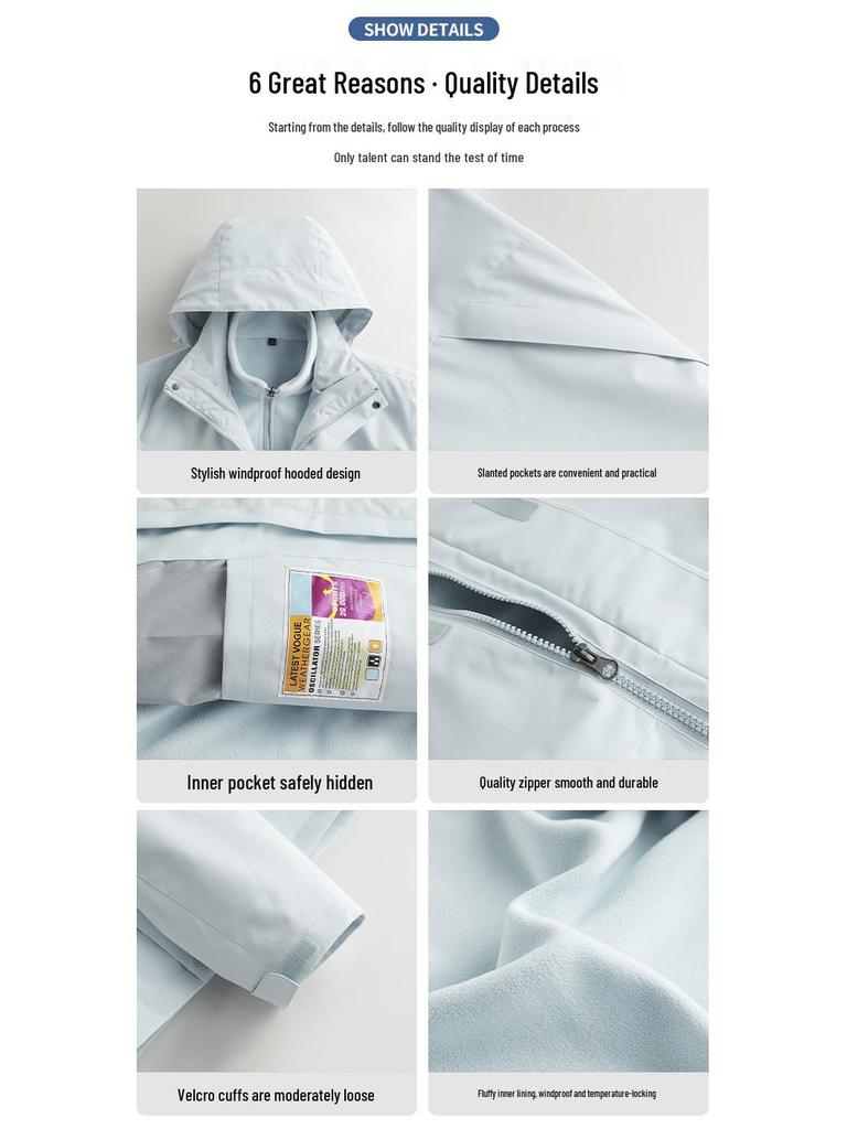 Unisex 3-in-1 Waterproof Windproof Mountaineering Jacket