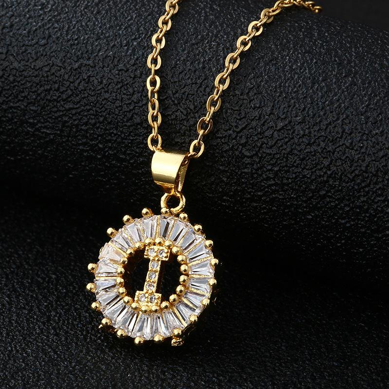 Xiyin Multicolor Zircon Copper Clavicle Chain Necklace with 26 Initial Pendants for Women
