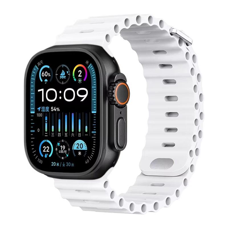 Silicone Ocean Strap For Apple Watch Band Ultra 3/2 49mm 46mm 45mm 42mm 44mm 41mm Sports Bracelet iWatch 11 10 9 8 7 6 5 SE band