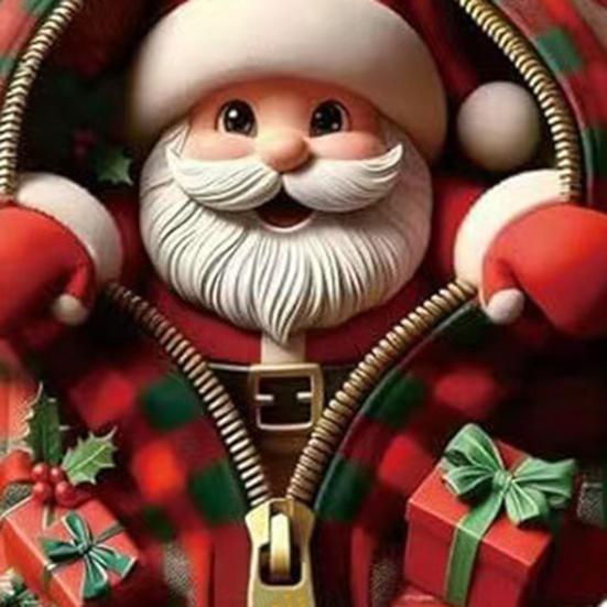 Vánoční ozdoby Santa Claus/Sobi/Tučňák/Perníkový muž v červeném kostkovaném designu na zip Kulaté 2D akrylové ozdoby na sváteční strom