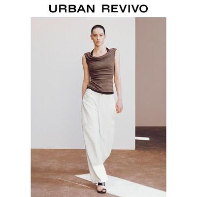 UR Women's Solid Denim Curved Casual Pants