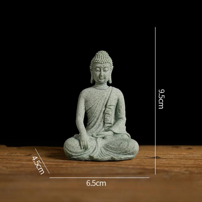 1 szt. Mini Figurka Buddyzmu Dekoracja Biurka Dekoracja Domu Statua Zen Zielony Piaskowiec Ornament Tajlandia Statua Buddy Ozdoba Ogrodowa Dekoracja Akwarium