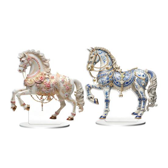 Acryl Pferd Schreibtisch Ornament 2D Flaches Pferdeschild Tischaufsatz für Wohnzimmer Büro Schreibtisch Regal Schrank Dekor