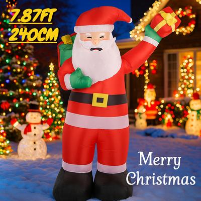7.87FT Inflatable Toy Santa Claus Gift Bag with LED Light Xmas Yard Lawn Party Decoration Christmas Home Supplies Ornaments Gift