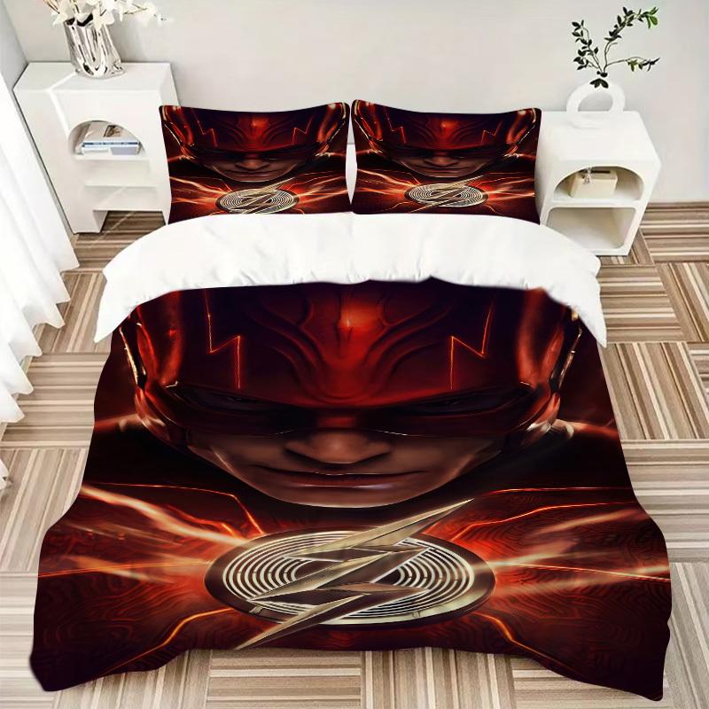 3pcs Flash Symbol Duvet Cover Set, 1 Duvet Cover + 2 Pillowcases (No Insert), High-Definition Print for All Seasons,Durable yy251103064
