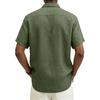 Men's Casual And Fashionable -color Lapel Button Cardigan, Cotton And Linen Men's Short-sleeved Top