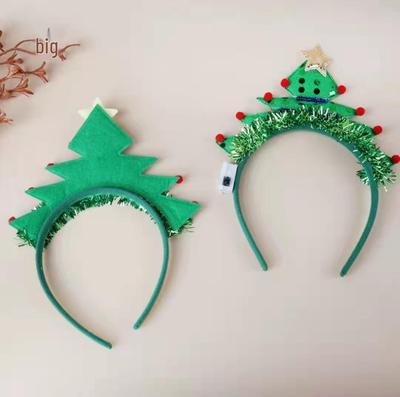 Flashing Christmas Tree Antler Headband - Santa Style