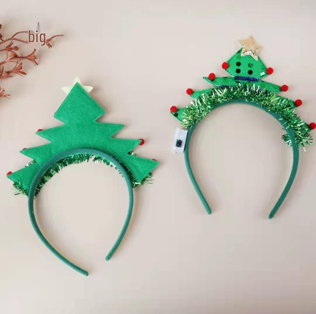 Flashing Christmas Tree Antler Headband - Santa Style