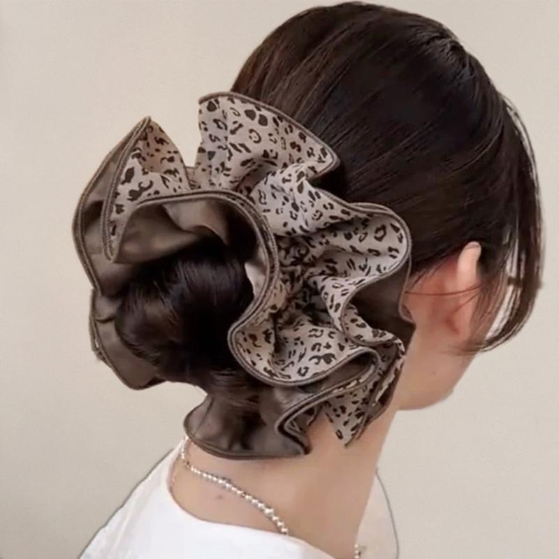 Stylish Coffee Brown Hair Scrunchies With Four Reinforced Edges Stretchy Fabric Hair Band Headwear for Daily Styling