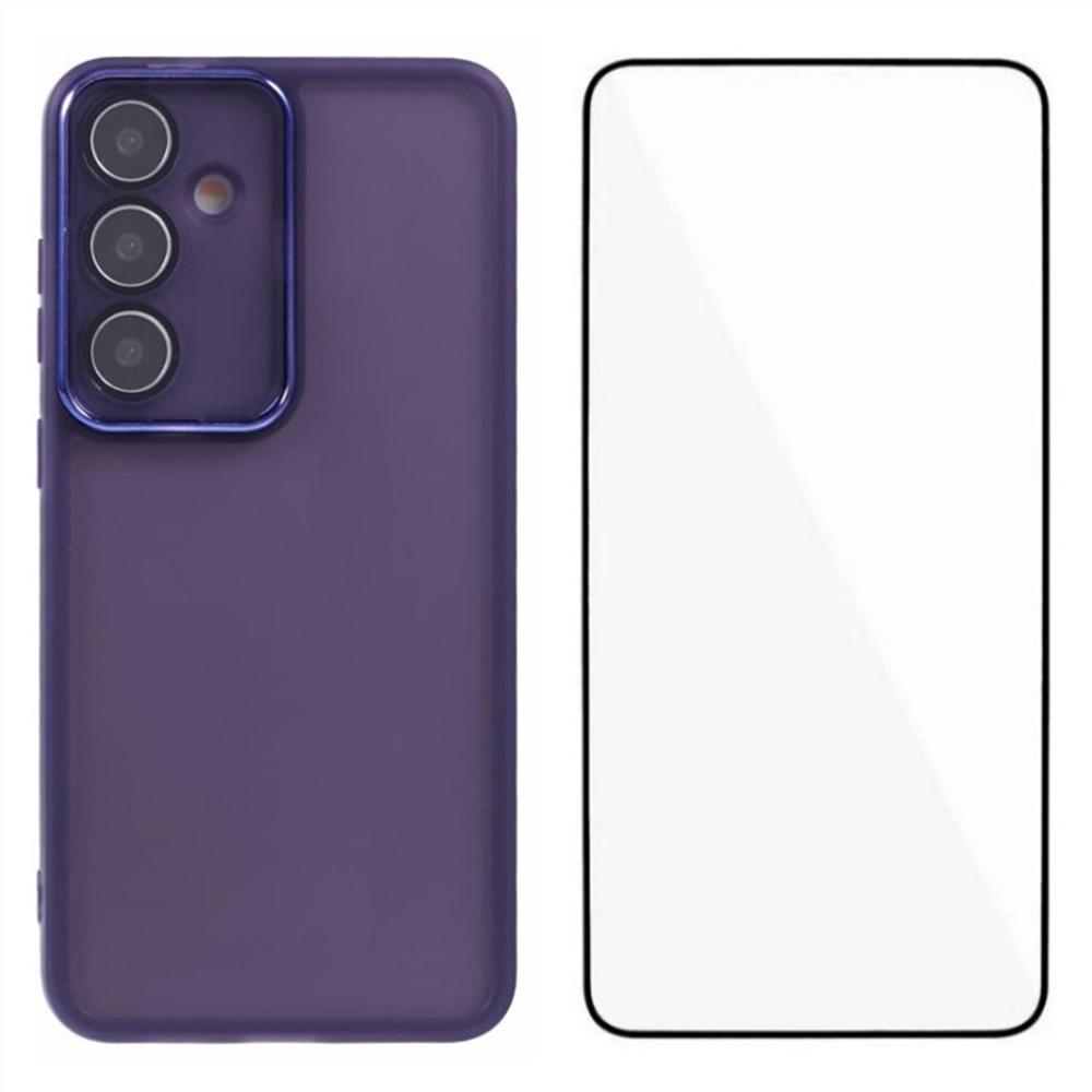 

WANLONFENG DKSM Series for Samsung Galaxy S25+ TPU Case Electroplated Frame with Tempered Glass Transparent Purple