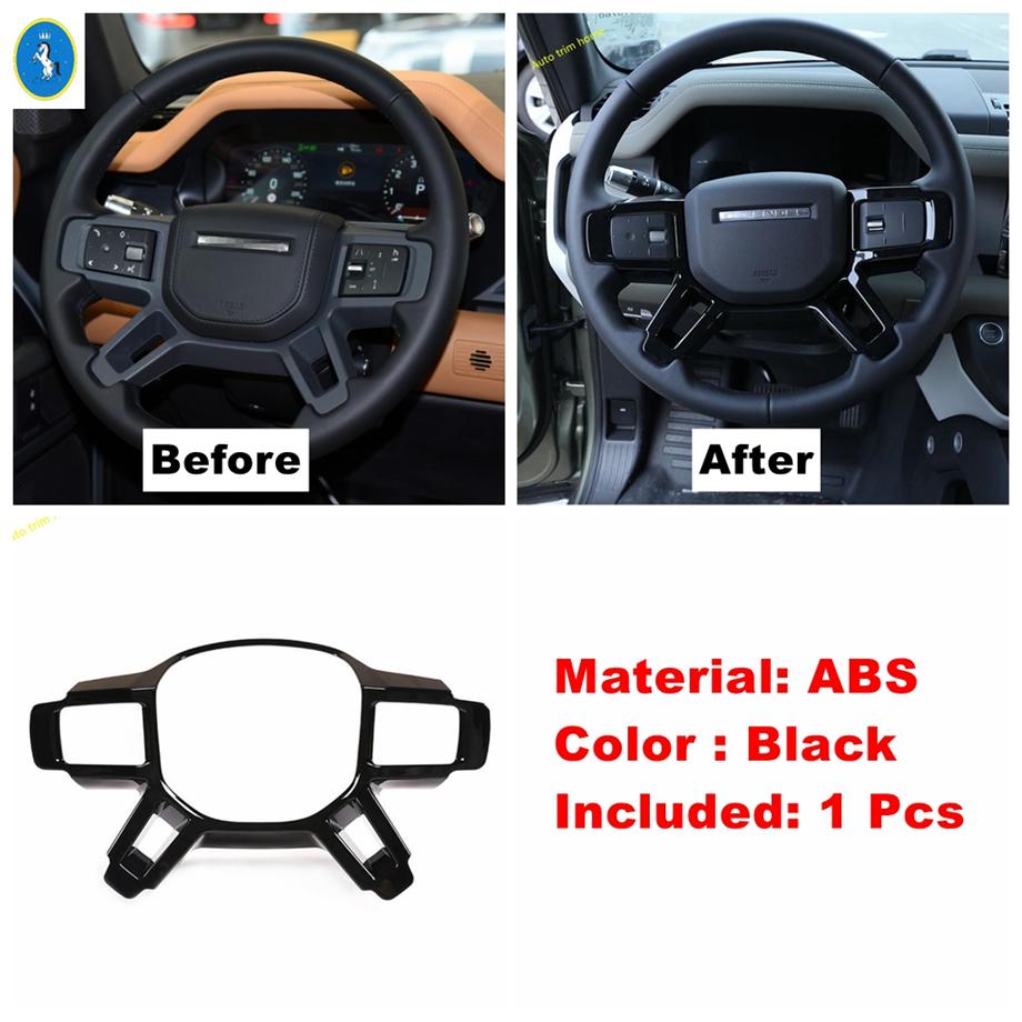 ABS Carbon Fiber / Black / Matte Interior Refit Kit Accessories Steering Wheel Button Cover Trim For Land Rover 110  -