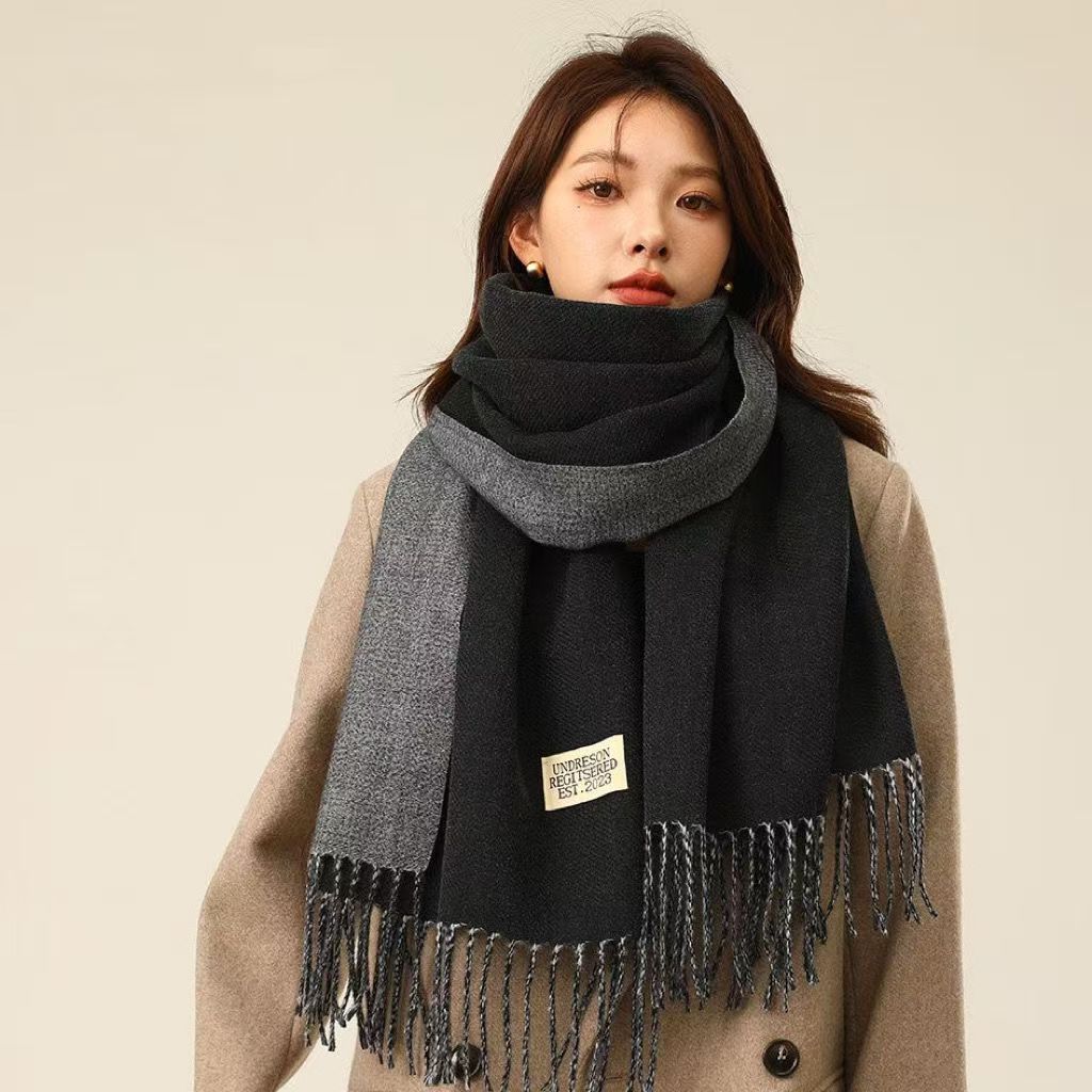 Winter Cashmere Women Scarf Female Luxury Scarves Lady Tassel Bandana Women Solid Shawl Wraps Foulard Tippet Pashmina