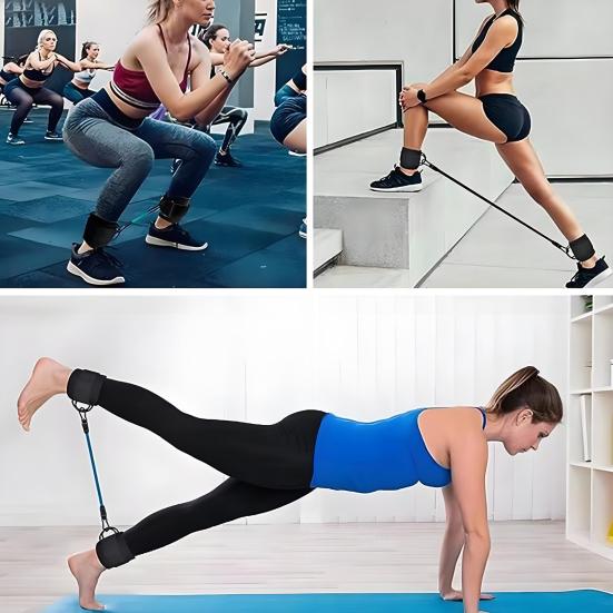 Fitness Ankle Strap with 3 Resistance Bands Glute Workouts Leg Training Kickbacks Booty Hip Abductors Body Exercise Ankle Resistance Bands with Cuffs