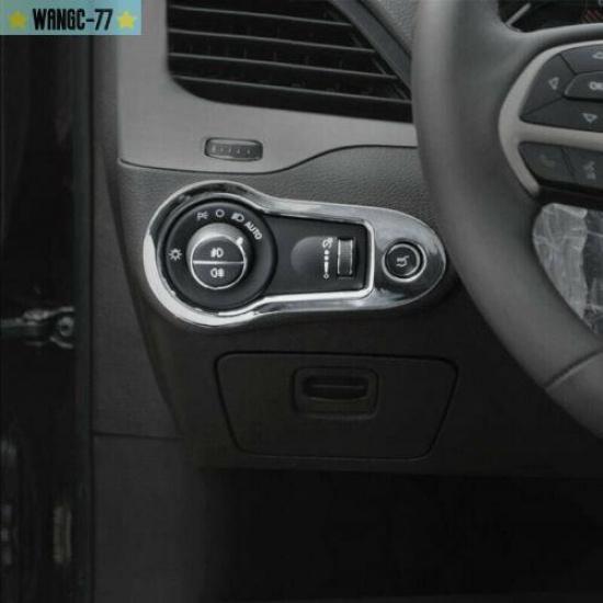 For 16-19 Jeep Cherokee ABS Chrome Interior Car Headlight Adjust Cover Trim New