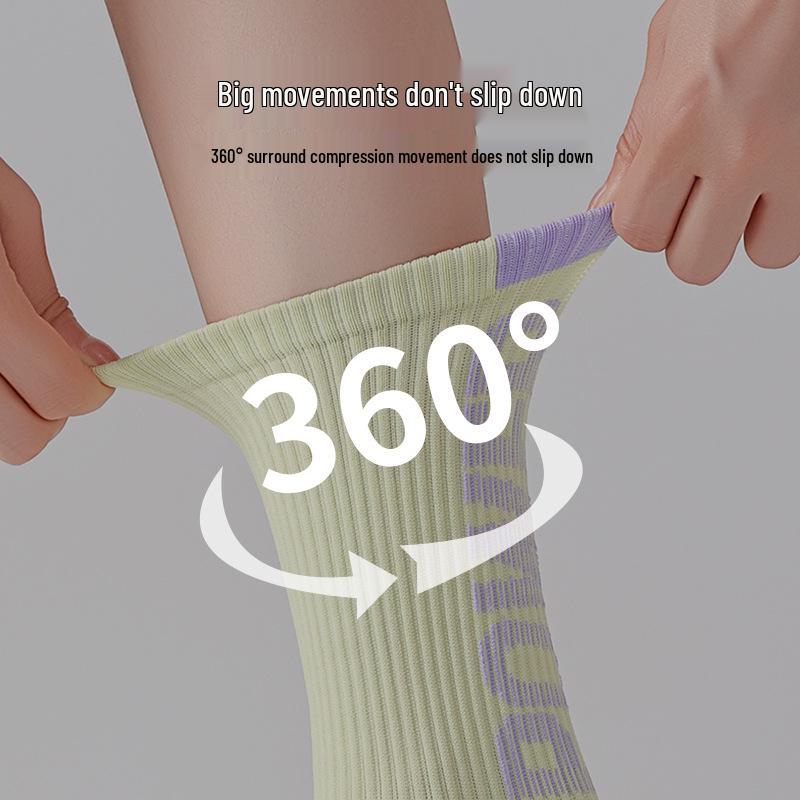 Women's Mid-Calf Breathable Sweat-Absorbent Sports Socks for Cycling, Running, Skipping, and Badminton