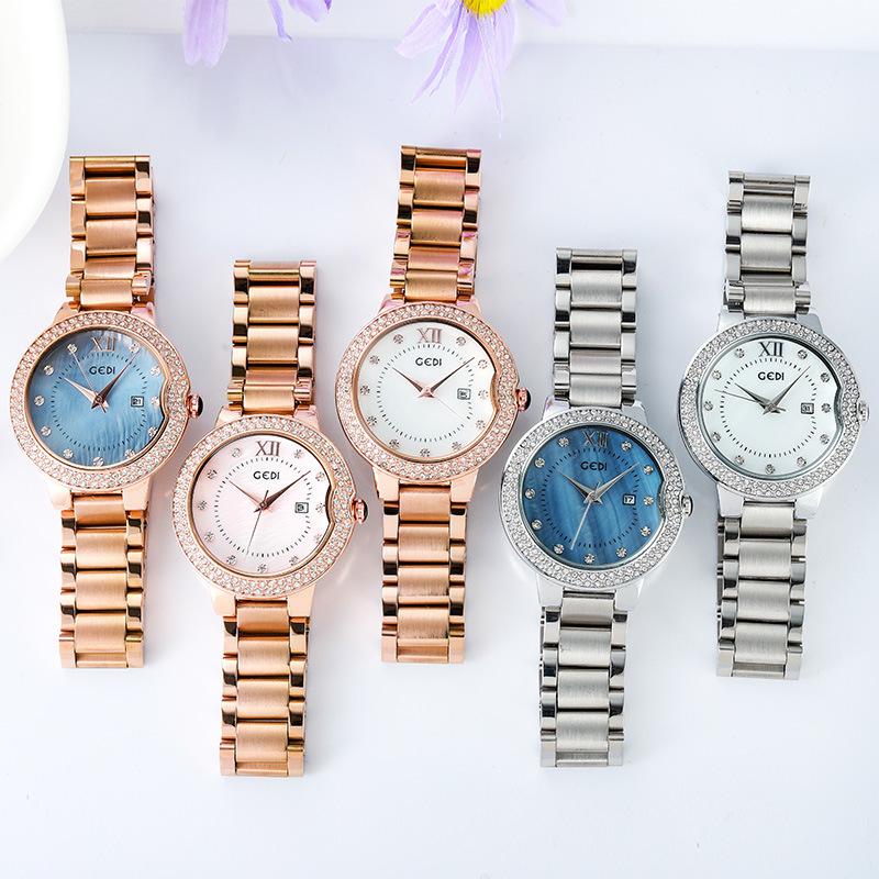 Large Dial Steel Strap Watch Women'S Fashion Diamond-Encrusted Waterproof Quartz Watch