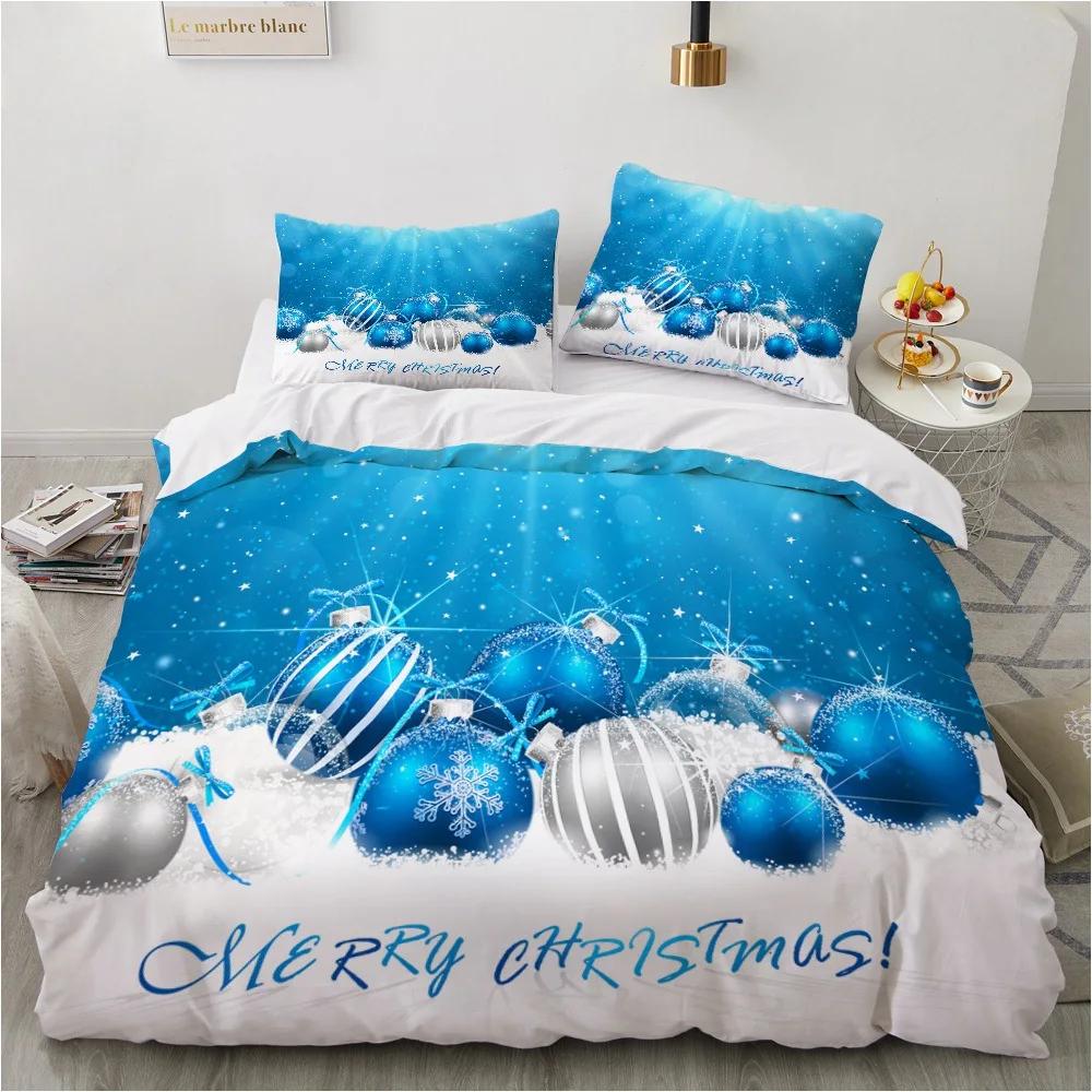 

Merry Christmas Duvet Cover Christmas Elk Snowflakes Red Bedding Set Happy New Quilt Cover Holiday Gifts Bedroom Decoration EU Single135x200cm