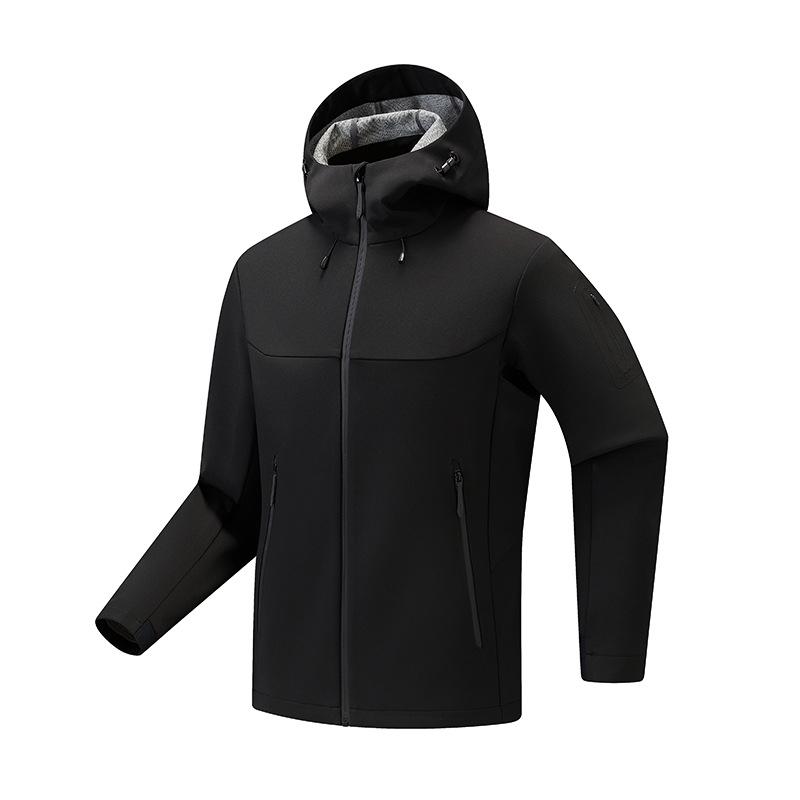 Kaileshi Men s Waterproof Soft Shell Jacket with Custom Logo - Warm Hooded Outdoor Mountaineering Wear for Autumn and Spring 2XL