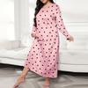 Women's Fashionable Plus Size Pajamas Round Neck Long Sleeved Print Length Nightgown Dress Clothes Sale