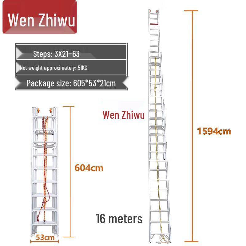 Wenzhiwu Aluminum Alloy 3-Section Telescopic Folding Ladder