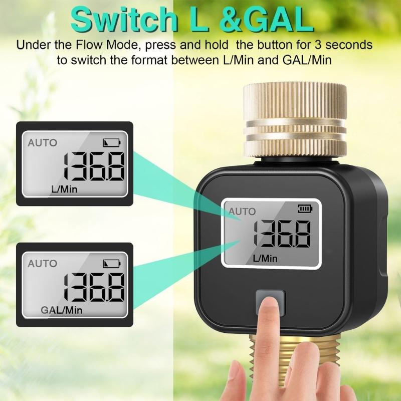 LCD Digital Flows Sensors Accurate Measurement Device Programmable Electronic Water Flows Meter ABS for Water Monitoring